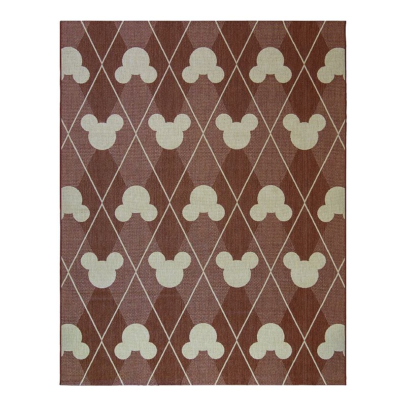 Disney's Mickey Mouse Argyle Indoor Outdoor Rug, Red, 5X7 Ft