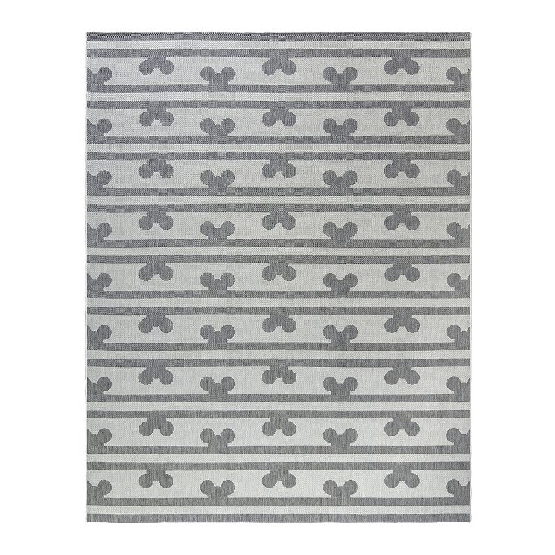 Disney's Mickey Mouse Peek a Boo Stripe Indoor Outdoor Rug, Grey, 8X10 Ft