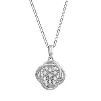Sterling Silver 1/10 Carat T.W. Diamond Knot Pendant Necklace