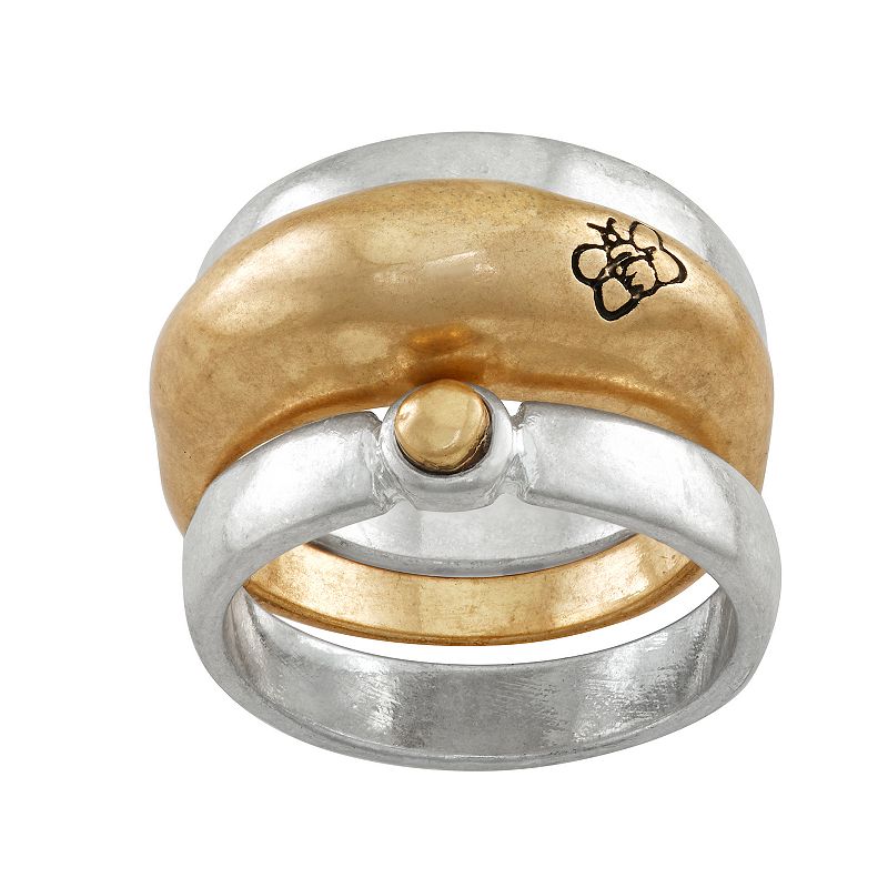 Bella Uno Two-Tone Ring Set, Womens, Size: 8, Silver