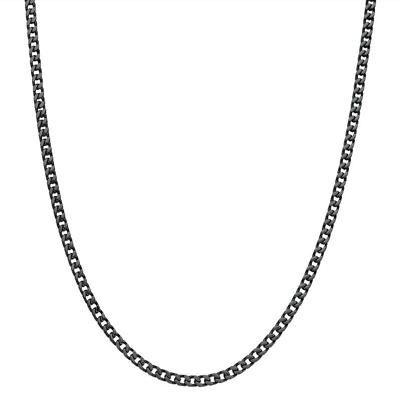Mens LYNX Stainless Foxtail Chain Necklace, Size: 20, Black