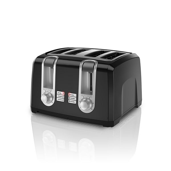 BLACK+DECKER 4-Slice Toaster with Extra-Wide Slots, Black/Silver