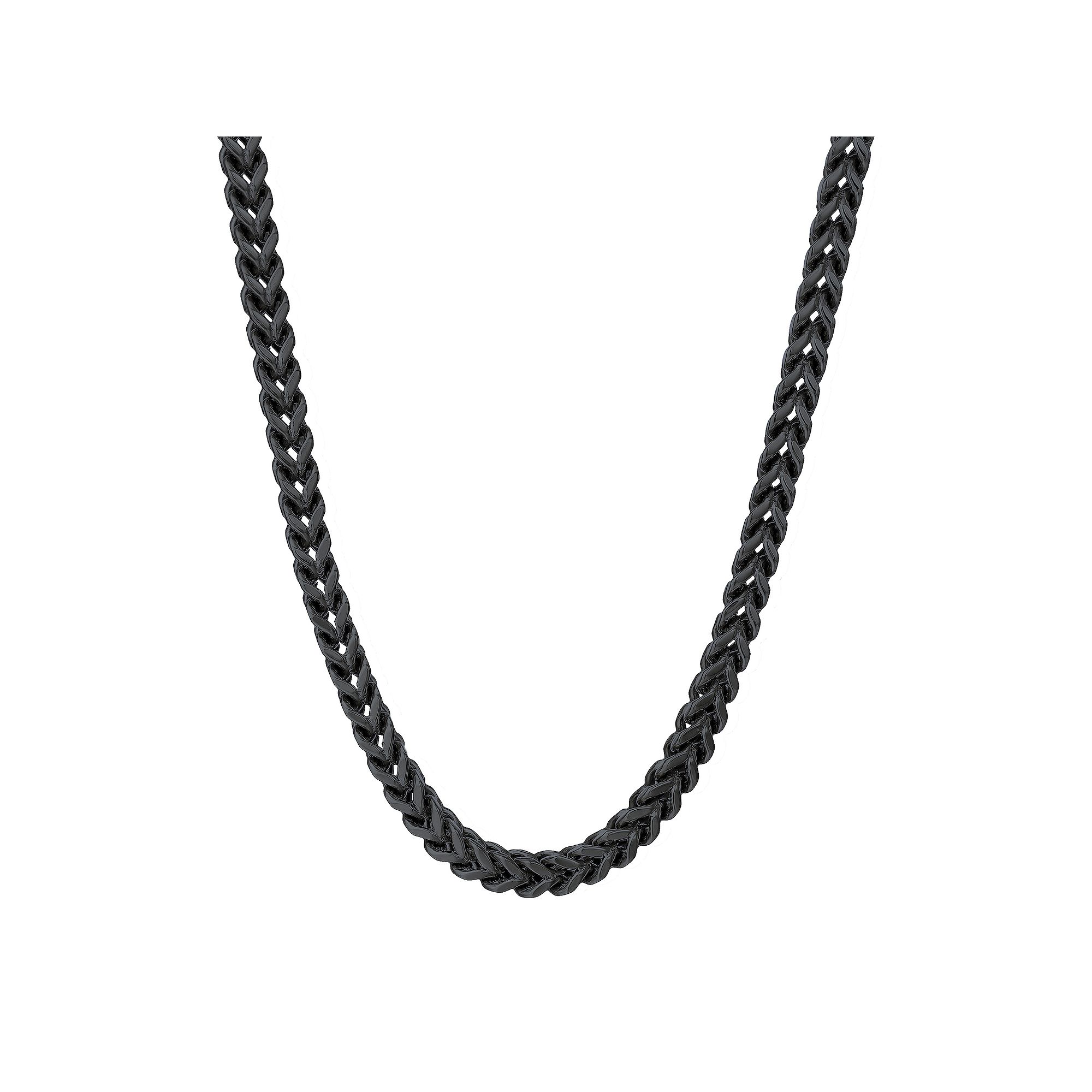 Mens LYNX 6 mm Foxtail Chain Necklace, Size: 24, Black Tone