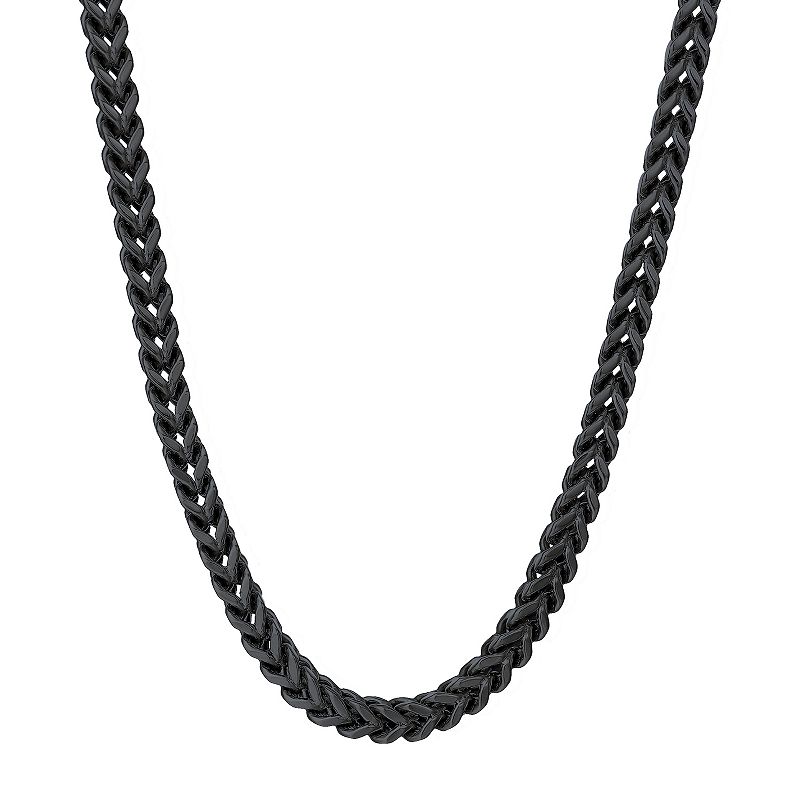 Mens LYNX 6 mm Foxtail Chain Necklace, Size: 24, Black