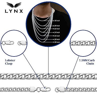 Men's LYNX Stainless Steel 7 mm Curb Chain Necklace