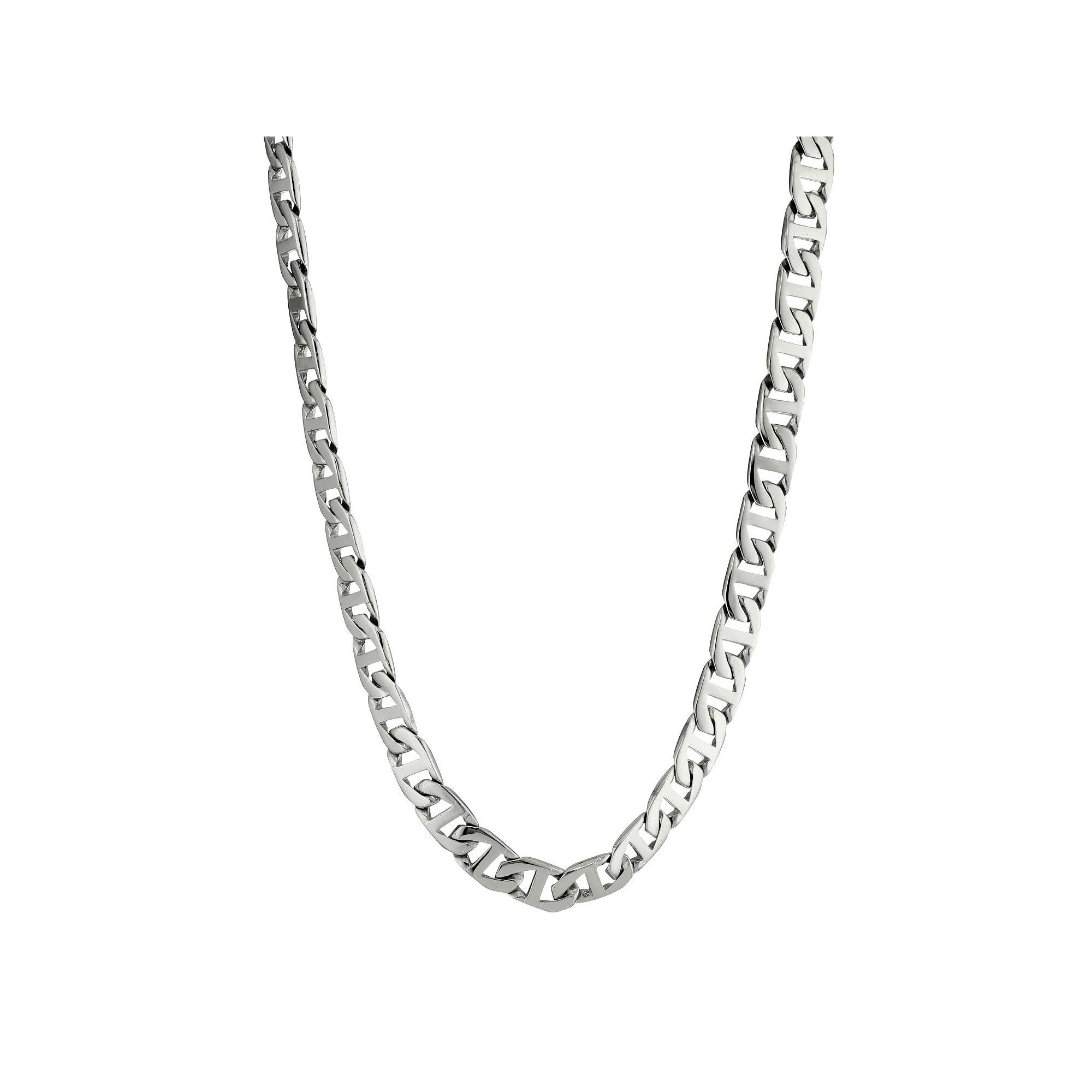 Mens LYNX Mariner Link Chain Necklace, Size: 22, Silver