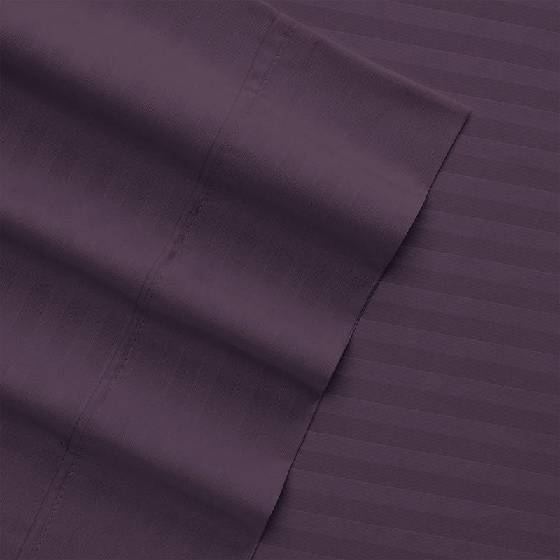 Home Collection Striped Embossed Sheet Set, Purple, Twin