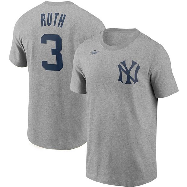 Men's Nike Babe Ruth Gray New York Yankees Cooperstown Collection Name &  Number T-Shirt