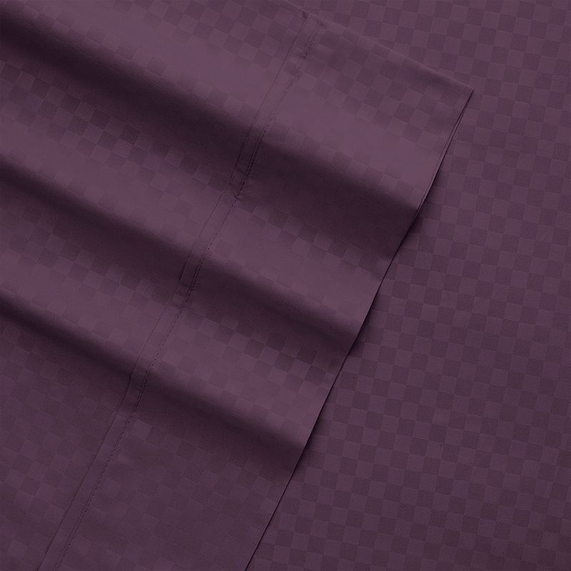 Home Collection Check Embossed Sheet Set, Purple, Queen Set