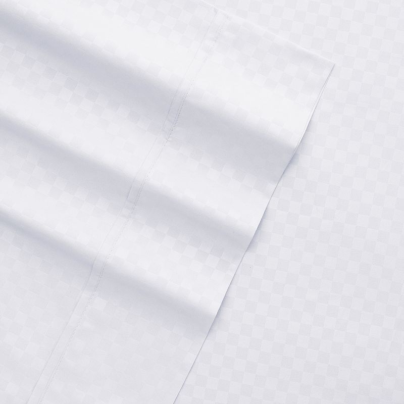 Home Collection Check Embossed Sheet Set, White, FULL SET