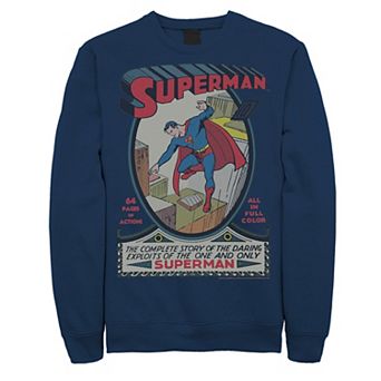 Men's DC Comics Superman 64 Pages Of Action Comic Cover Graphic Fleece Pullover