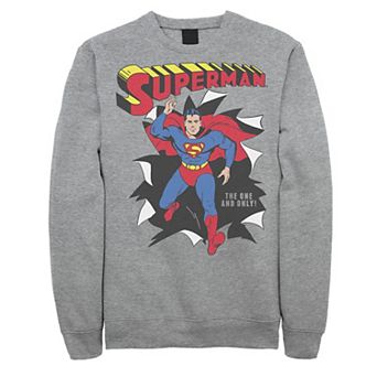 Men's DC Comics Superman Through Wall Poster Sweatshirt