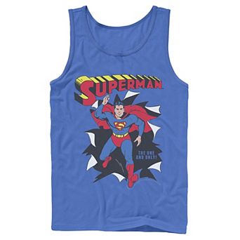 Men's DC Comics Superman Through Wall Poster Graphic Tank Top