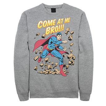 Men's DC Comics Superman Come At Me Bro Text Poster Graphic Fleece Pullover
