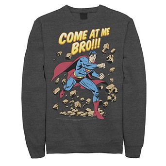 Men's DC Comics Superman Come At Me Bro Text Poster Graphic Fleece Pullover