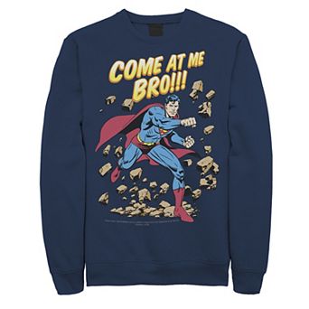 Men's DC Comics Superman Come At Me Bro Text Poster Graphic Fleece Pullover