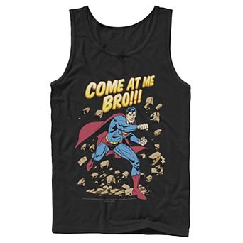 Men's DC Comics Superman Come At Me Bro Text Poster Tank Top