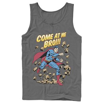Men's DC Comics Superman Come At Me Bro Text Poster Tank Top