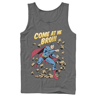 Men's DC Comics Superman Come At Me Bro Text Poster Tank Top