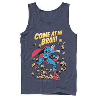 Men's DC Comics Superman Come At Me Bro Text Poster Tank Top