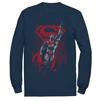 Men's DC Comics Superman Fly Up Poster Long Sleeve Graphic Tee