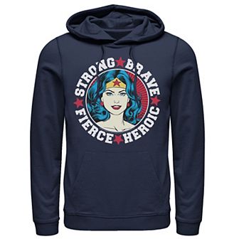 Men's DC Comics Wonder Woman Strong Brave Vintage Wrap Around Hoodie