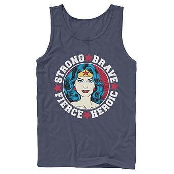 Men's DC Comics Wonder Woman Strong Brave Vintage Wrap Around Tank Top