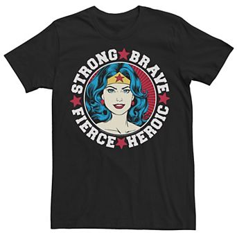 Men's DC Comics Wonder Woman Strong Brave Vintage Wrap Around Graphic Tee
