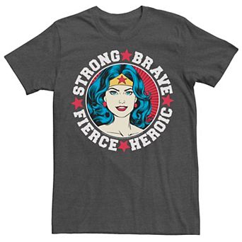 Men's DC Comics Wonder Woman Strong Brave Vintage Wrap Around Graphic Tee