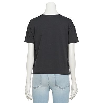 Juniors' Disney's Mickey Mouse Leopard-Print Silhouette Tee