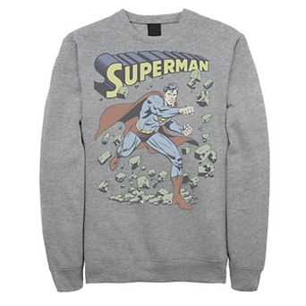 Men's DC Comics Superman With Rocks Vintage Poster Sweatshirt