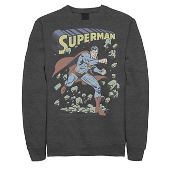 Men's DC Comics Superman With Rocks Vintage Poster Sweatshirt