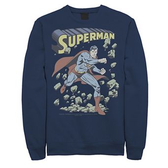 Men's DC Comics Superman With Rocks Vintage Poster Sweatshirt