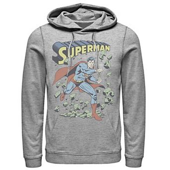 Men's DC Comics Superman With Rocks Vintage Poster Hoodie