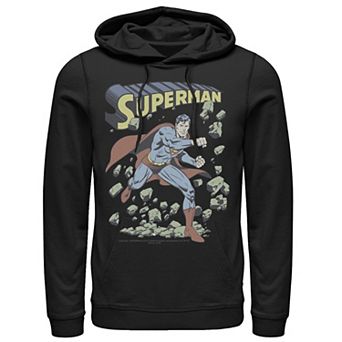 Men's DC Comics Superman With Rocks Vintage Poster Hoodie