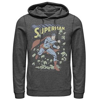 Men's DC Comics Superman With Rocks Vintage Poster Hoodie