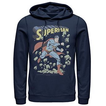Men's DC Comics Superman With Rocks Vintage Poster Hoodie