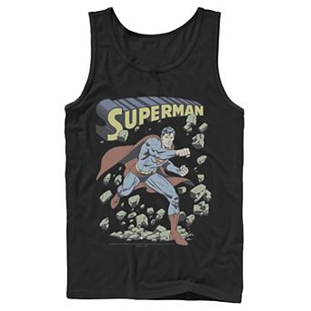 Men's DC Comics Superman With Rocks Vintage Poster Tank Top