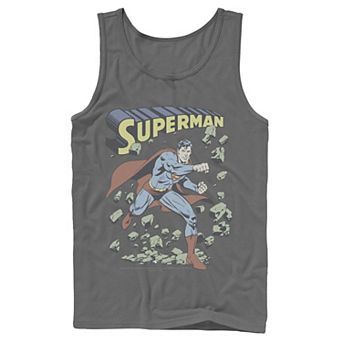 Men's DC Comics Superman With Rocks Vintage Poster Tank Top