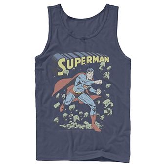 Men's DC Comics Superman With Rocks Vintage Poster Tank Top