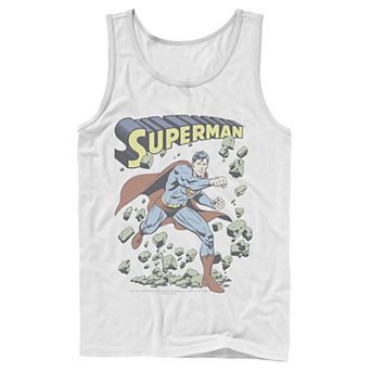 Men's DC Comics Superman With Rocks Vintage Poster Tank Top