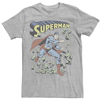 Men's DC Comics Superman With Rocks Vintage Poster Tee