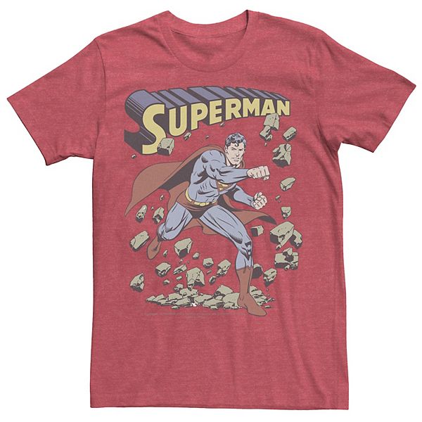 Men's DC Comics Superman With Rocks Vintage Poster Tee