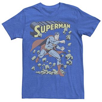 Men's DC Comics Superman With Rocks Vintage Poster Tee