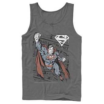 Men's DC Comics Superman Daily Planet Background Poster Tank Top