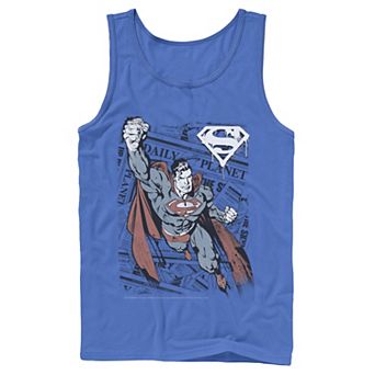 Men's DC Comics Superman Daily Planet Background Poster Tank Top