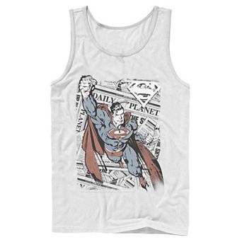 Men's DC Comics Superman Daily Planet Background Poster Tank Top
