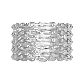 PRIMROSE Sterling Silver 5-Row Link Ring