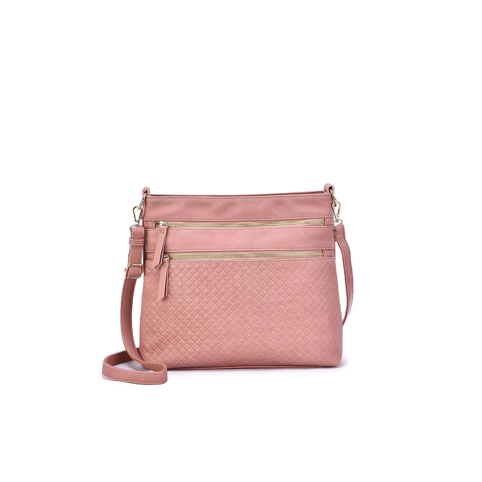 Womens Mellow World Alecia Woven Shoulder Bag, Mistyrose