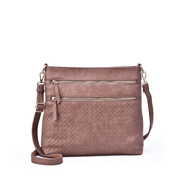 Taupe Woven Shoulder Bag